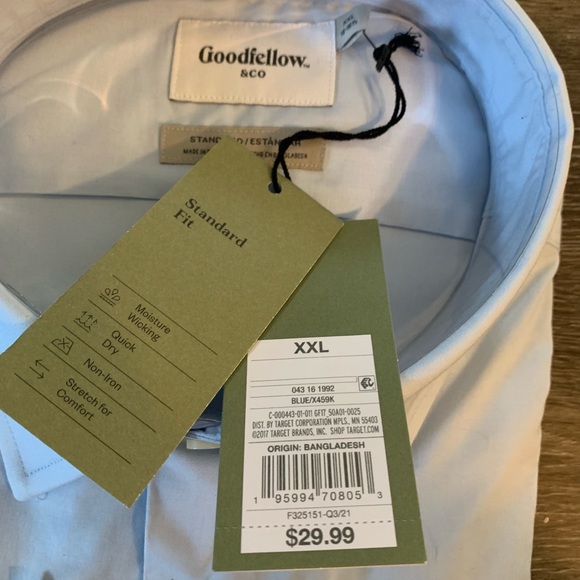 Goodfellow Men’s Light Blue Oxford Button Up Shirt XXL - Picture 2 of 3